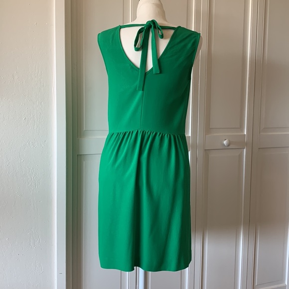 CYRILLUS, PARIS, EMERALD GREEN SLEEVELESS DRESS WITH BACK TIE - SIZE 36 (US XS) - Picture 4 of 6